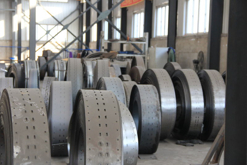 Steel coils stored as factory raw materials